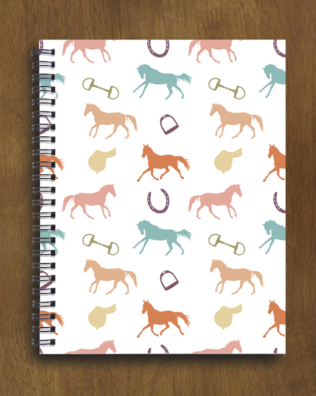 colorful english horses spiral notebook