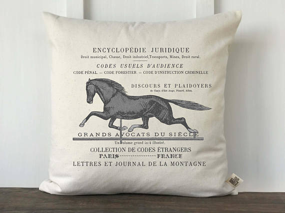 French farmhouse horse pillow
