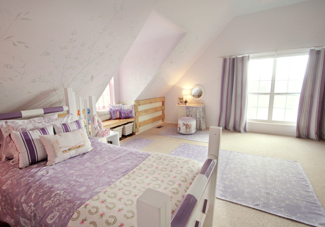 a young equestrians purple bedroom