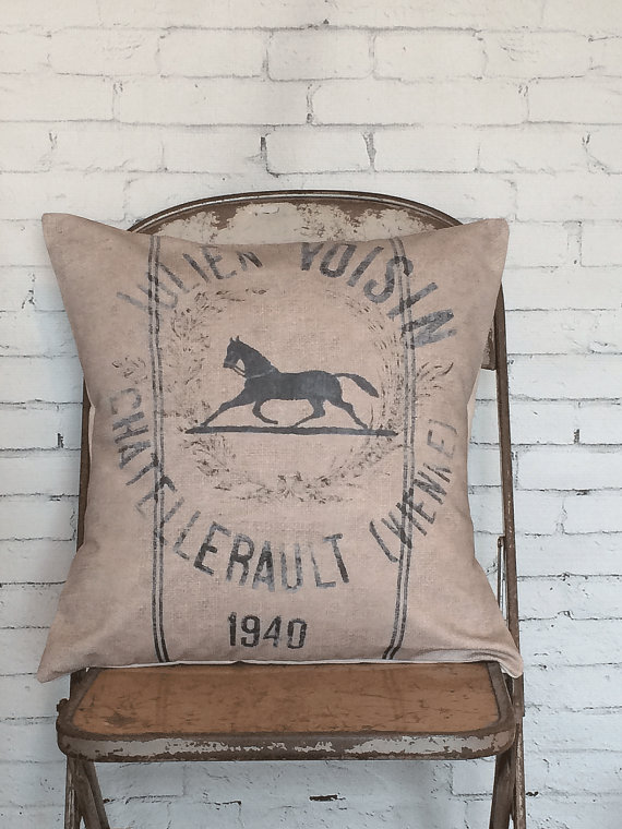 vintage equestrian pillow