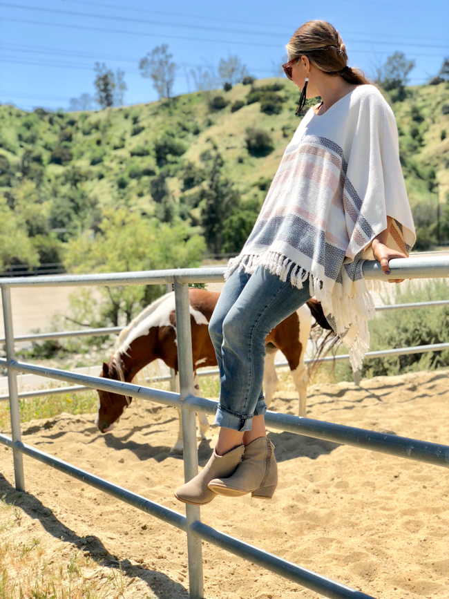 Southwest poncho and fringe booties, perfect western style