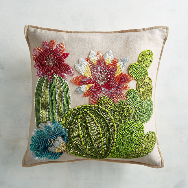 beaded flower cactus pillow 