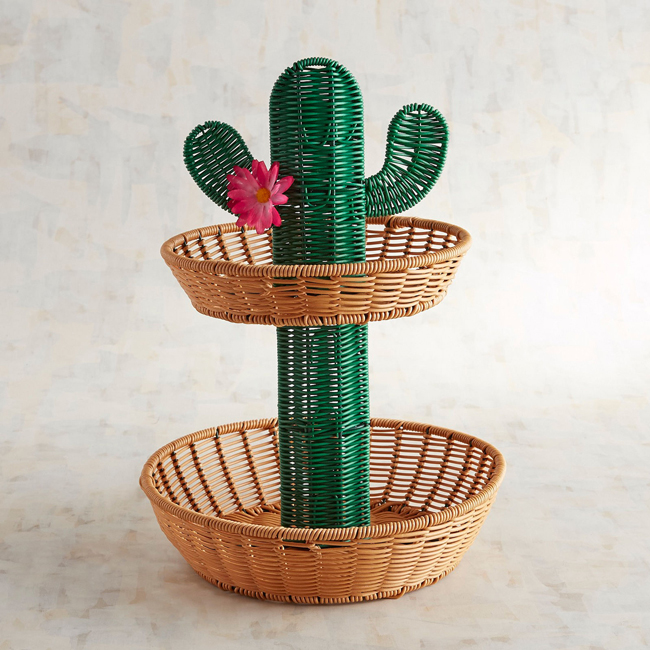 two tier cactus serving basket
