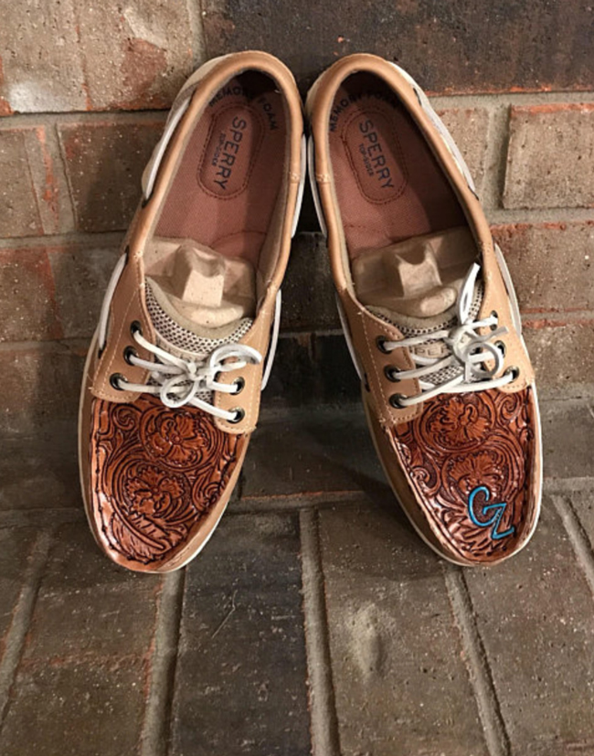 tooled leather top shoes